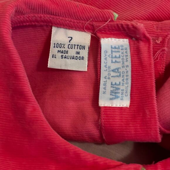 Vintage Girls Vive La Fete Smocked Bodice Pink Dress Sz 7 - Picture 4 of 4